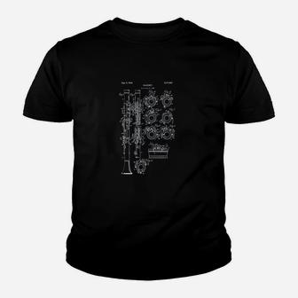 Clarinet Blueprint Design Vintage Marching Band Youth T-shirt | Crazezy