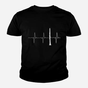 Clarinet Player Instruments Musicians Heartbeat Youth T-shirt | Crazezy