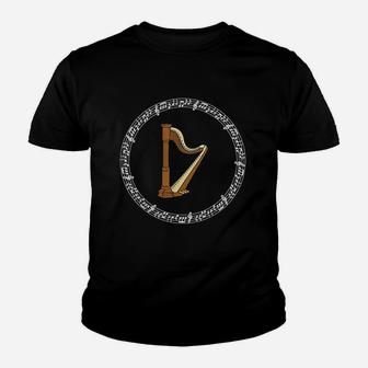 Classic Music Irish Harp Player Musical Notes Ireland Gift Youth T-shirt - Thegiftio