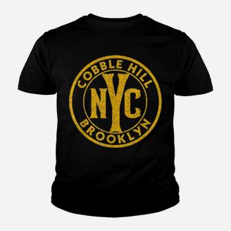 Cobble Hill Brooklyn Vintage Nyc Sign Distressed Amber Print Youth T-shirt - Monsterry CA