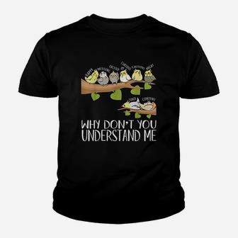 Cockatiel Parrot Emotions Bird Youth T-shirt | Crazezy UK