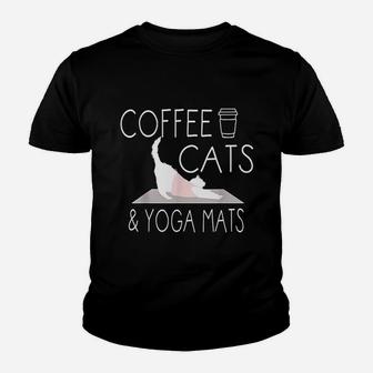 Coffee Cats Yoga Mats Youth T-shirt | Crazezy
