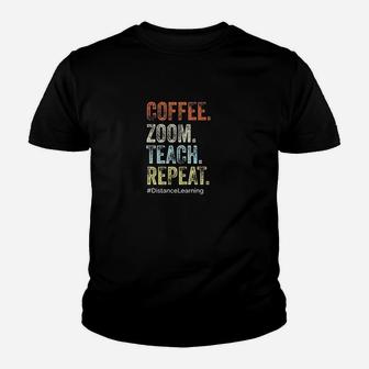 Coffee Zoom Teach Repeat Virtual Teacher Funny Vintage Gift Youth T-shirt | Crazezy AU