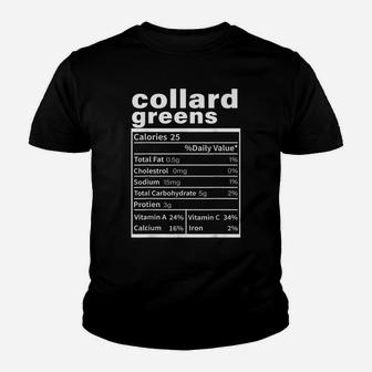 Collard Greens Nutrition Facts Funny Thanksgiving Christmas Youth T-shirt | Crazezy