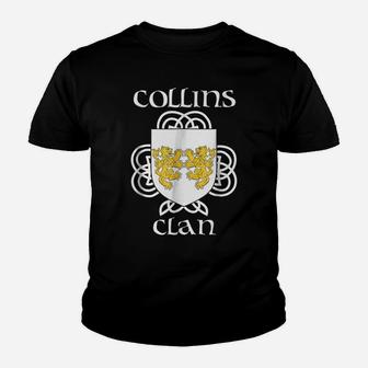 Collins Family Crest Coat Of Arms T Shirt Youth T-shirt | Crazezy