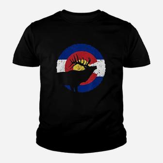 Colorado Elk Hunting Co State Flag Hunter Youth T-shirt | Crazezy