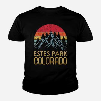 Colorado | Sunset Us Mountain Travel - Vintage Estes Park Youth T-shirt | Crazezy DE