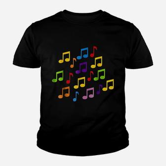 Colored Music Notes Youth T-shirt | Crazezy
