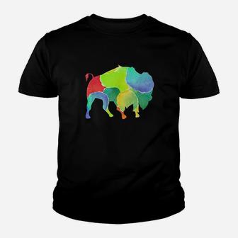 Colorful American Bison Wildlife Animal Buffalo Youth T-shirt | Crazezy
