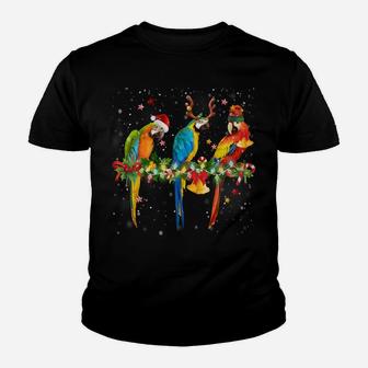 Colorful Christmas Parrots Santa Reindeer Elf Hat Funny Sweatshirt Youth T-shirt | Crazezy AU