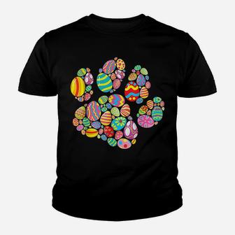 Colorful Egg Easter Paw Funny Dog Cat Lovers Easter Day Gift Youth T-shirt | Crazezy CA