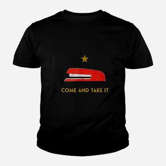 Come And Take It Red Stapler Novelty Retro Office Meme Youth T-shirt | Crazezy UK