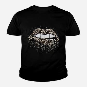 Cool Lips Bite Kiss Me Leopard Youth T-shirt | Crazezy CA