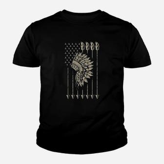 Cool Native American And Teepee Flag Funny Gift Youth T-shirt | Crazezy DE