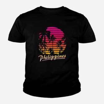 Cool Philippines 80S Palm Trees Summer Sunset Youth T-shirt | Crazezy