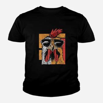 Cool Rooster Wearing Sunglasses Vintage Chicken Youth T-shirt | Crazezy AU