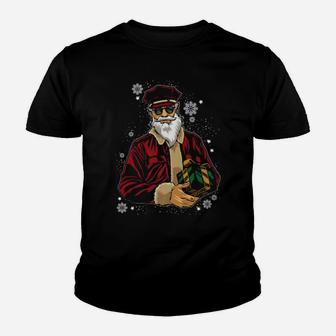 Cool Santa Police Officer Giving Gift On Xmas Youth T-shirt - Monsterry UK