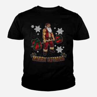 Cool Santa Workout Bodybuilder Merry Liftmas Christmas Pun Youth T-shirt | Crazezy
