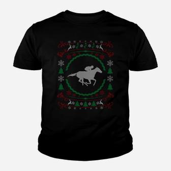 Cool Ugly Christmas Style Race Horse Funny Xmas Sweatshirt Youth T-shirt | Crazezy