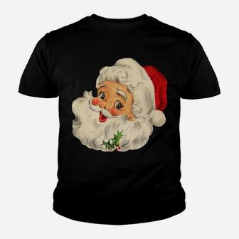 Cool Vintage Christmas Santa Claus Face Youth T-shirt | Crazezy