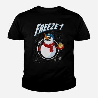 Cop Snowman Freeze Police Navidad Policeman Police Officer Sweatshirt Youth T-shirt | Crazezy