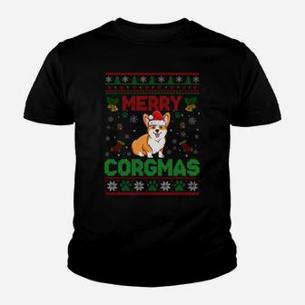 Corgi Christmas Sweater Cool Merry Corgmas Xmas Sweatshirt Youth T-shirt | Crazezy