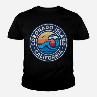 Coronado Island California Vintage Nautical Waves Design Youth T-shirt | Crazezy DE