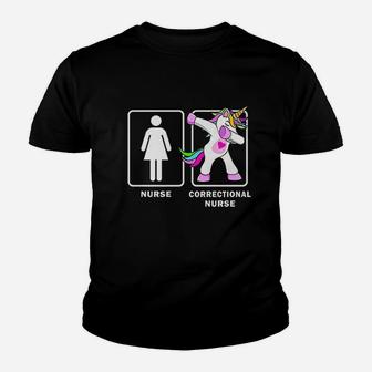 Correctional Nurse Funny Dabbing Unicorn Youth T-shirt | Crazezy