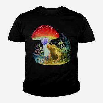 Cottagecore Aesthetic - Frog Mushroom Butterfly Youth T-shirt | Crazezy