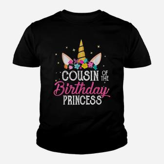 Cousin Of The Birthday Princess Father Girl Unicorn Birthday Youth T-shirt | Crazezy CA