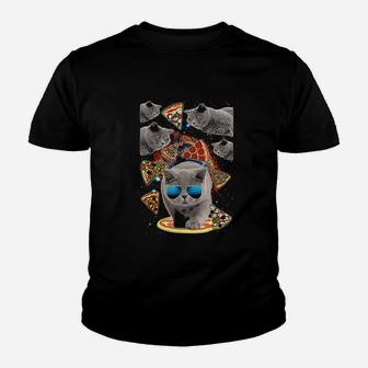Crazy Space Pizza Cat Funny Youth T-shirt | Crazezy UK
