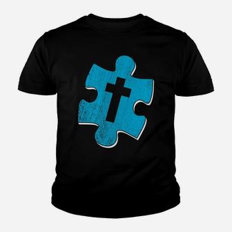Cross Puzzle Piece - Novelty Faith Youth T-shirt | Crazezy