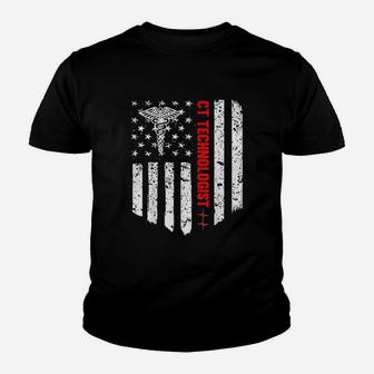 Ct Technologist American Flag Patriotic Medicine Gift Youth T-shirt | Crazezy AU