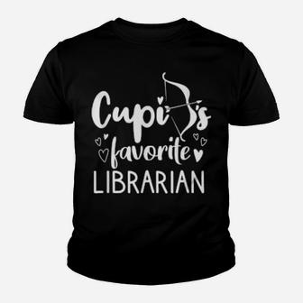 Cupid's Favorite Librarian Valentines Day Youth T-shirt - Monsterry