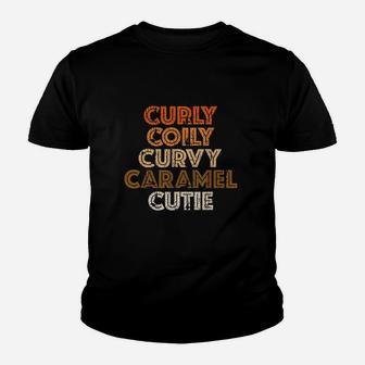 Curly Coily Curvy Caramel Cutie Natural Hair Youth T-shirt | Crazezy UK