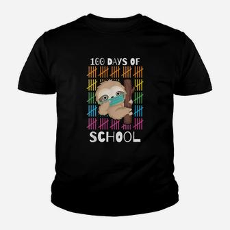Cute 100 Days Of School Sloth Face Virtual Teacher Youth T-shirt - Seseable
