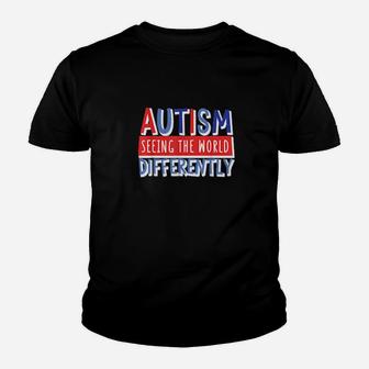 Cute And Colorful Autism Awareness Quote Bluered Youth T-shirt - Monsterry