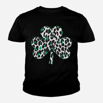 Cute Animal Shamrock Leopard Print St Patricks Day Design Youth T-shirt | Crazezy