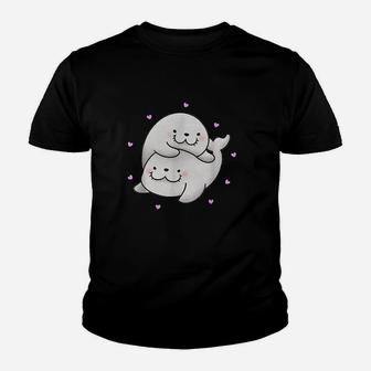 Cute Baby Harp Seal Couple Sea Animals Lover Youth T-shirt | Crazezy UK
