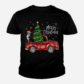 Cute Bernese Mountain Dog Truck Merry Christmas Dog Lover Sweatshirt Youth T-shirt | Crazezy