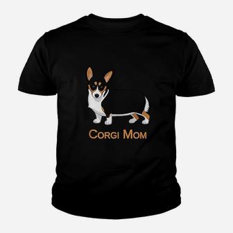 Cute Black Tricolor Pembroke Welsh Corgi Mom Dog Lover Youth T-shirt | Crazezy CA