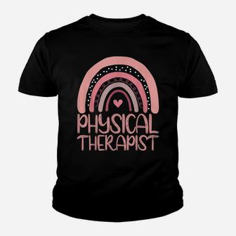 Cute Boho Pink Rainbow Physical Therapist For Nurse Funny Youth T-shirt | Crazezy