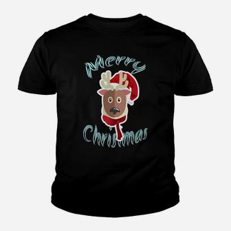 Cute Buffalo Santa Hat Merry Christmas Tee Xmas Funny Moose Youth T-shirt | Crazezy AU
