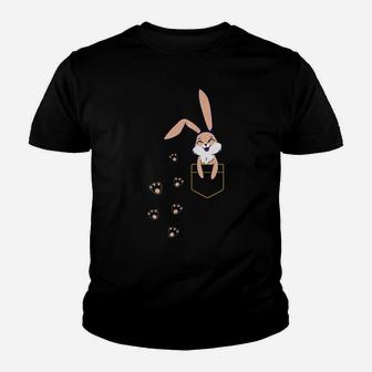 Cute Bunny Rabbit Pocket Easter Day Youth T-shirt | Crazezy UK
