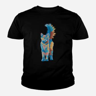 Cute Cat Gift For Kitten Lovers Colorful Art Kitty Adoption Youth T-shirt | Crazezy