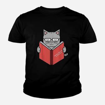 Cute Cat Tiger Book Literature Reading Youth T-shirt | Crazezy