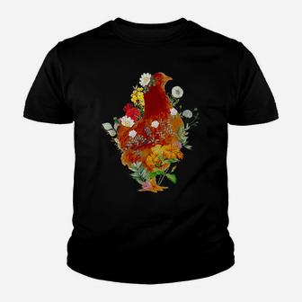 Cute Chicken Vintage Floral Botanical Flower Garden Tee Youth T-shirt | Crazezy