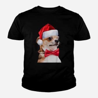 Cute Chihuahua Shirt Santa Hat Image Funny Christmas Gift Youth T-shirt | Crazezy