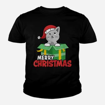 Cute Christmas Cat Santa Cat Lovers Merry Xmas Design Youth T-shirt | Crazezy CA