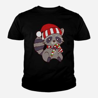 Cute Christmas Raccoon Candy Cane Tees Sweatshirt Youth T-shirt | Crazezy DE